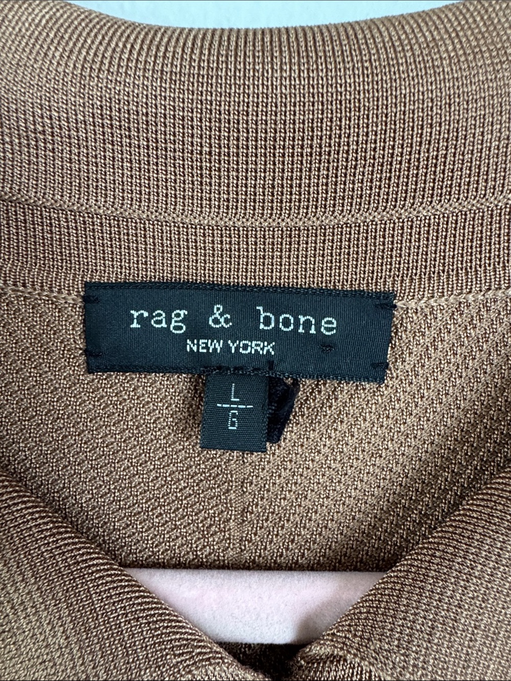 Rag & Bone Ribbed Knit Midi Shirt Dress Brown Size L Quiet Luxury - Picture 3 of 10